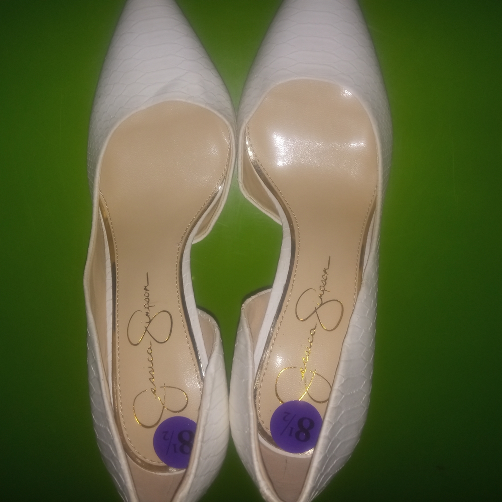 Jessica Simpson White Patent Leather Heels
